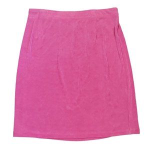 Vintage 90s Womens Pink Slinky Pullon Skirt Knee Length Acetate Stretchy USA MED